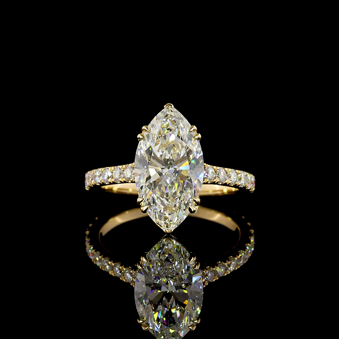3.68 CTTW Marquise Lab Diamond Hidden Halo Ring (E Color and VVS2 Clarity)