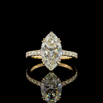 3.68 CTTW Marquise Lab Diamond Hidden Halo Ring (E Color and VVS2 Clarity)