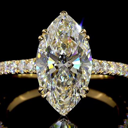 3.68 CTTW Marquise Lab Diamond Hidden Halo Ring (E Color and VVS2 Clarity)