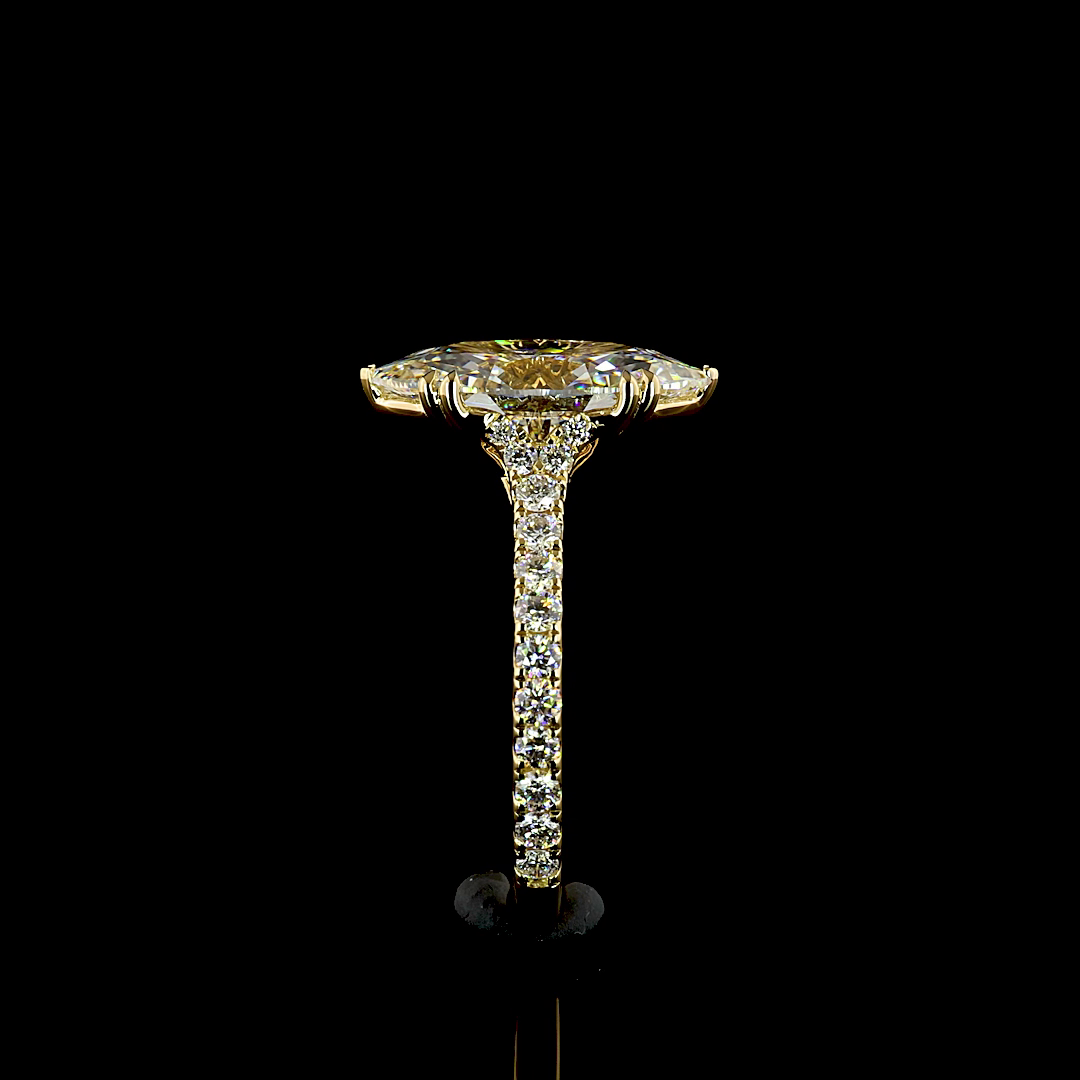 3.68 CTTW Marquise Lab Diamond Hidden Halo Ring (E Color and VVS2 Clarity)