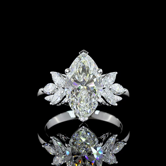 3.65 CTTW Marquise Lab Grown Diamond Special Ring Sz. 6 (E Color and VVS2 Clarity)