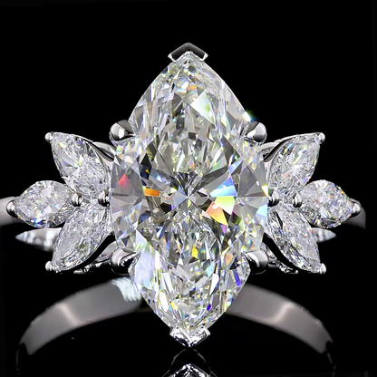 3.65 CTTW Marquise Lab Grown Diamond Special Ring Sz. 6 (E Color and VVS2 Clarity)