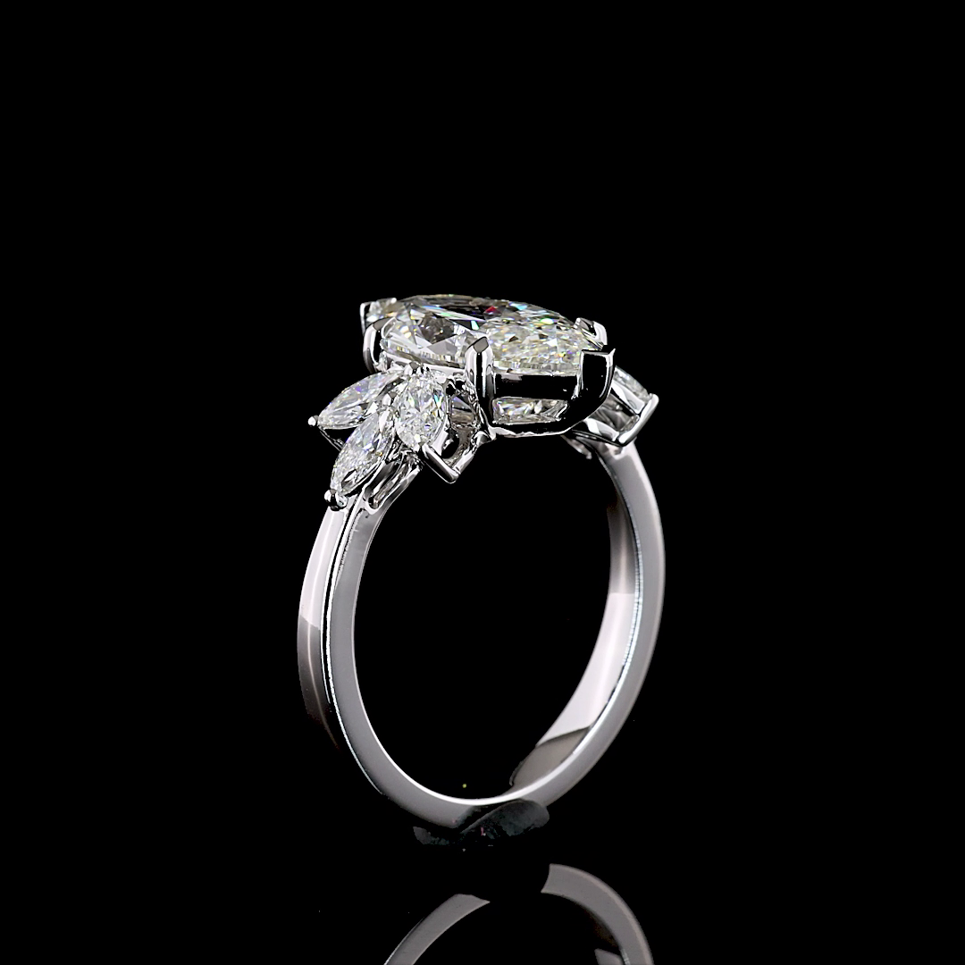 3.65 CTTW Marquise Lab Grown Diamond Special Ring Sz. 6 (E Color and VVS2 Clarity)