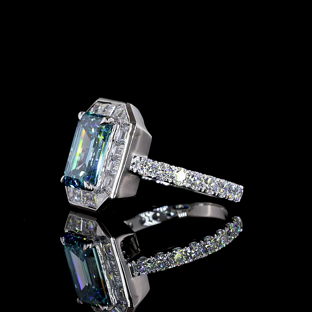 4.49 CTTW MIX Lab Grown Diamond Hidden Halo Ring Sz. 6.5 (FV.BL Color and VS2 Clarity)