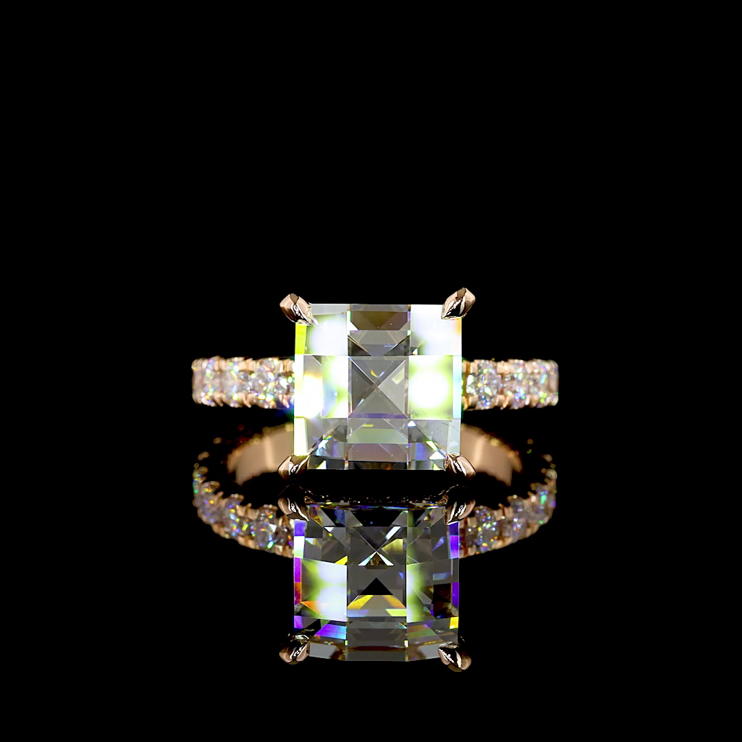 5.56 CTTW Antique Asscher Lab Grown Diamond Hidden Halo Ring Sz. 6 (D Color and VVS2 Clarity)