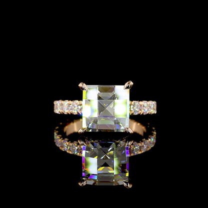 5.56 CTTW Antique Asscher Lab Grown Diamond Hidden Halo Ring Sz. 6 (D Color and VVS2 Clarity)