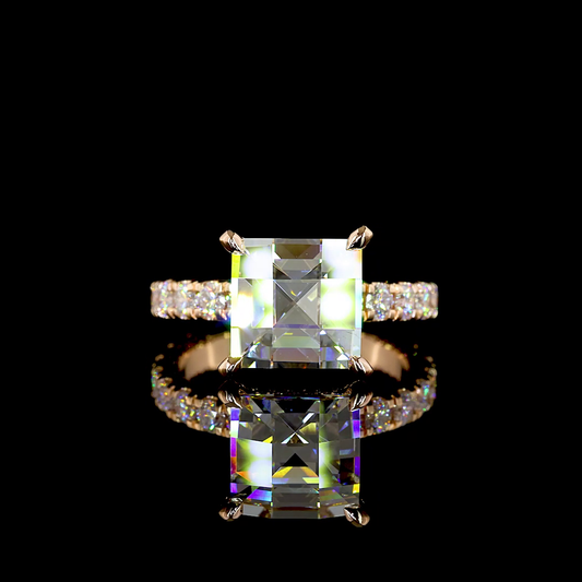5.56 CTTW Antique Asscher Lab Grown Diamond Hidden Halo Ring Sz. 6 (D Color and VVS2 Clarity)