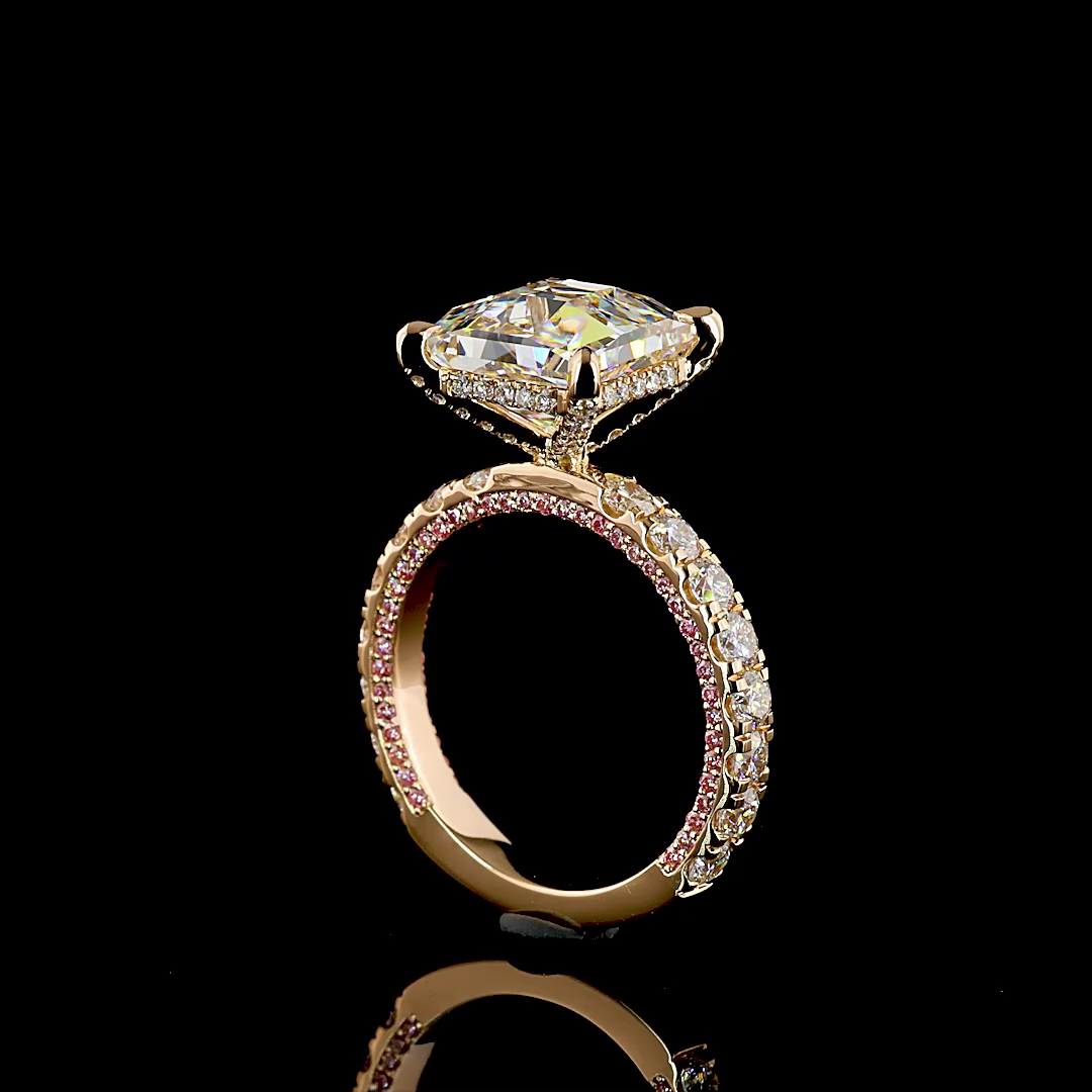 5.56 CTTW Antique Asscher Lab Grown Diamond Hidden Halo Ring Sz. 6 (D Color and VVS2 Clarity)