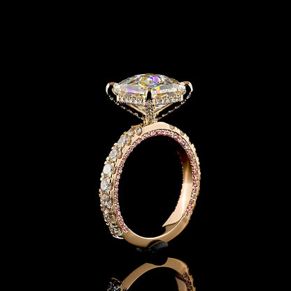 5.56 CTTW Antique Asscher Lab Grown Diamond Hidden Halo Ring Sz. 6 (D Color and VVS2 Clarity)