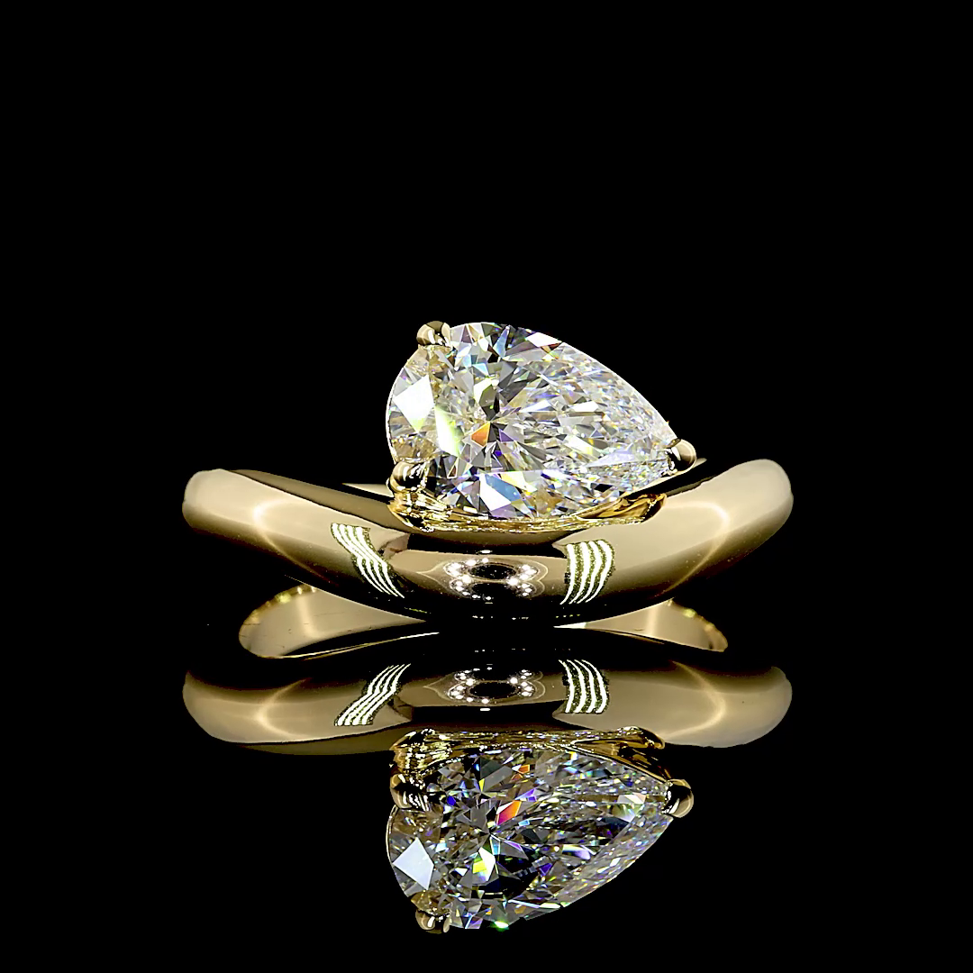 1.51 CT Pear Lab Diamond Solitaire Ring (E Color and VVS2 Clarity)