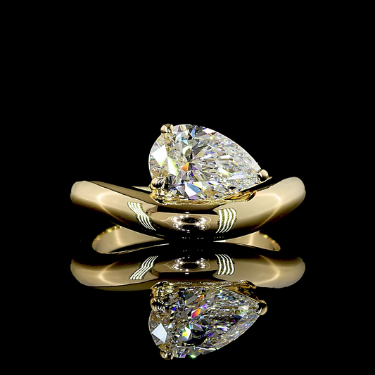 1.51 CT Pear Lab Diamond Solitaire Ring (E Color and VVS2 Clarity)