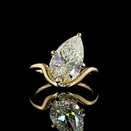4.16 CT Pear Lab Diamond Solitaire Ring (E Color and VS1 Clarity)