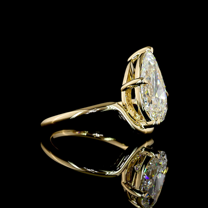 4.16 CT Pear Lab Diamond Solitaire Ring (E Color and VS1 Clarity)