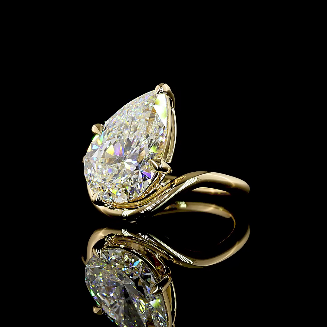 4.16 CT Pear Lab Diamond Solitaire Ring (E Color and VS1 Clarity)