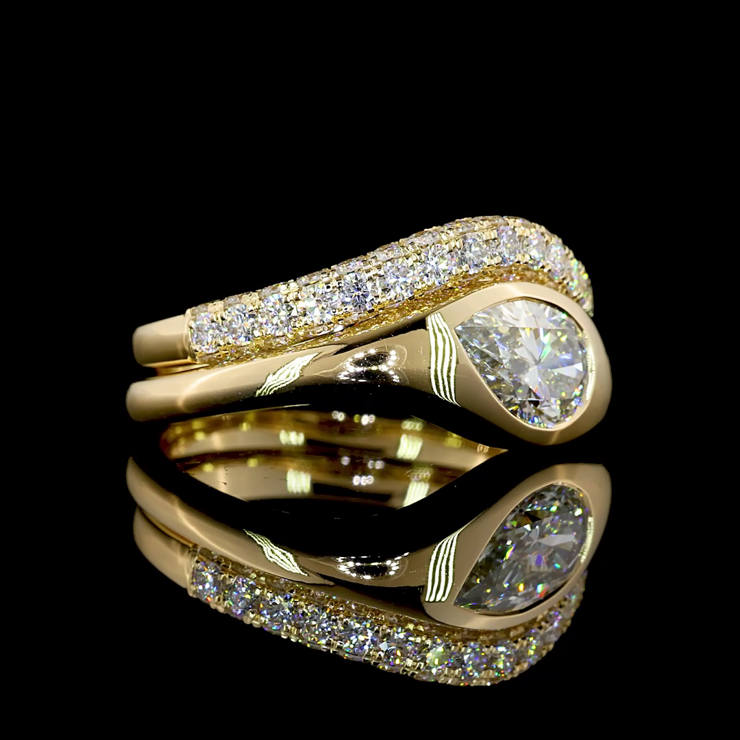 1.03 CT Pear Lab Diamond 3 Stones Ring