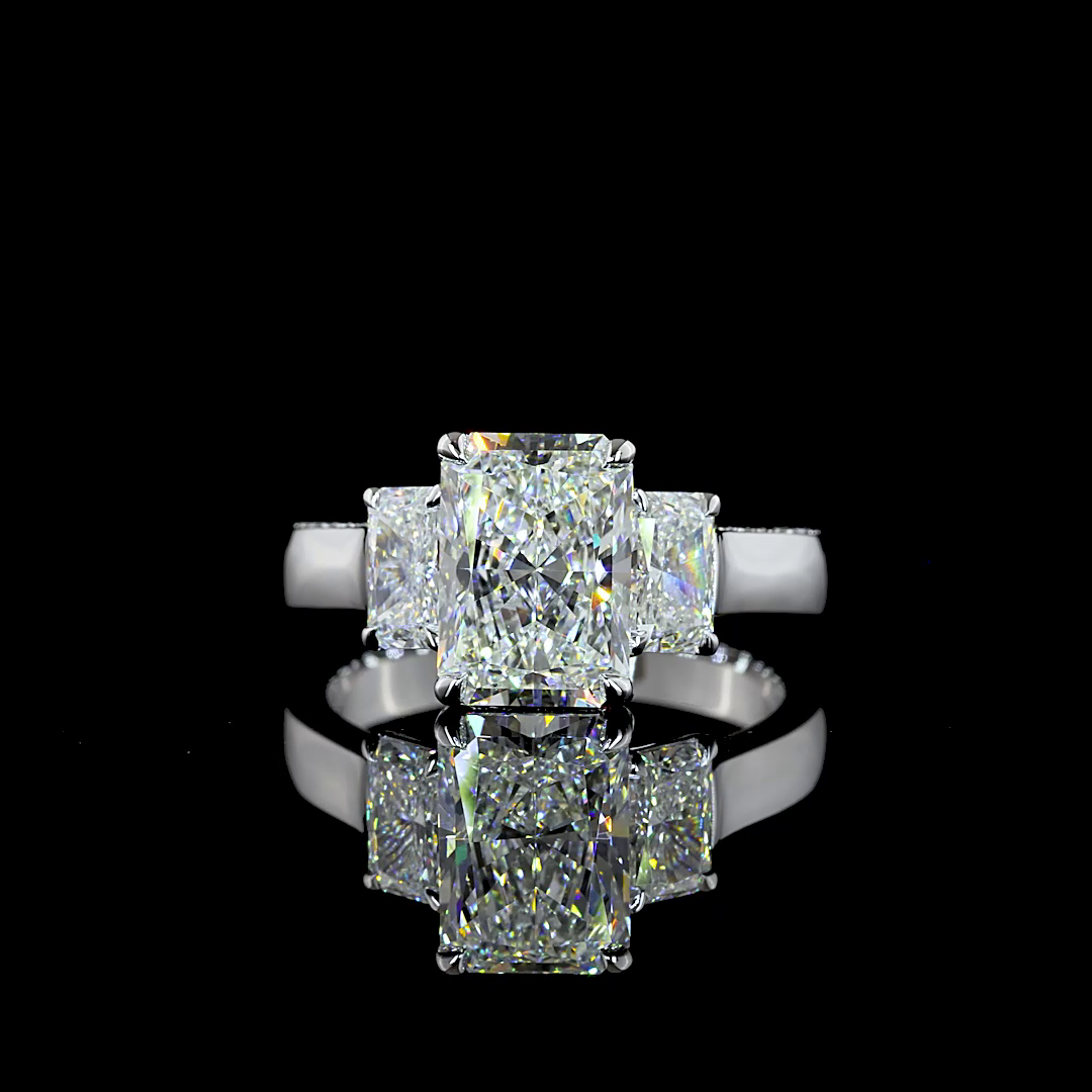 3.72 CTTW Radiant Lab Grown Diamond Hidden Halo Ring Sz. 6.5 (D Color and VVS2 Clarity)