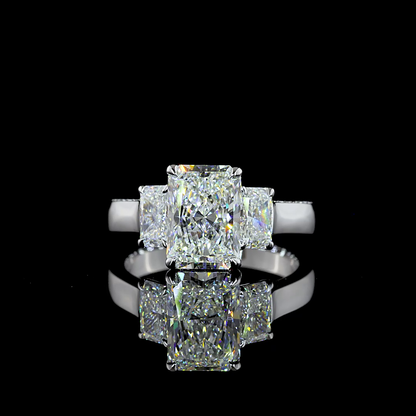 3.72 CTTW Radiant Lab Grown Diamond Hidden Halo Ring Sz. 6.5 (D Color and VVS2 Clarity)