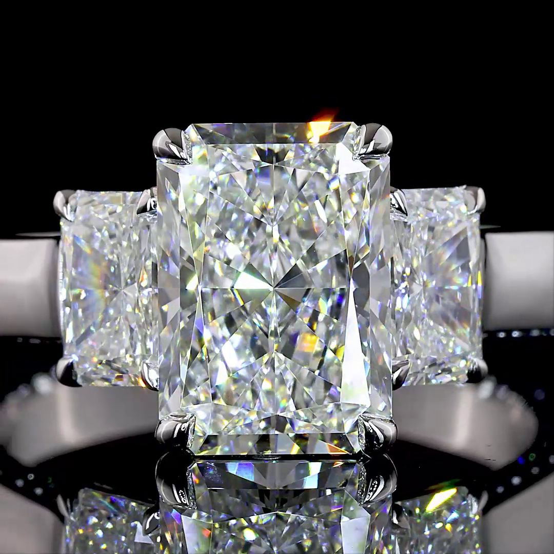 3.72 CTTW Radiant Lab Grown Diamond Hidden Halo Ring Sz. 6.5 (D Color and VVS2 Clarity)