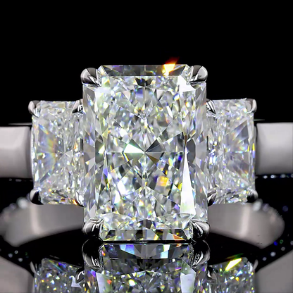 3.72 CTTW Radiant Lab Grown Diamond Hidden Halo Ring Sz. 6.5 (D Color and VVS2 Clarity)