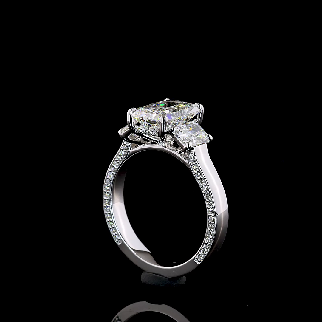 3.72 CTTW Radiant Lab Grown Diamond Hidden Halo Ring Sz. 6.5 (D Color and VVS2 Clarity)