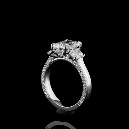 3.72 CTTW Radiant Lab Grown Diamond Hidden Halo Ring Sz. 6.5 (D Color and VVS2 Clarity)