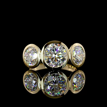 4.01 CTTW Round Lab Grown Diamond 3 Stones Ring Sz. 6.5 (D Color and VVS2 Clarity)