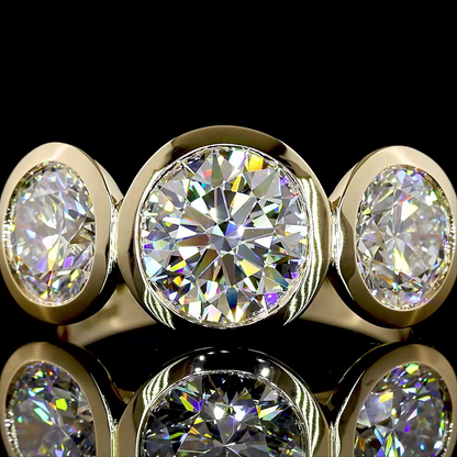 4.01 CTTW Round Lab Grown Diamond 3 Stones Ring Sz. 6.5 (D Color and VVS2 Clarity)