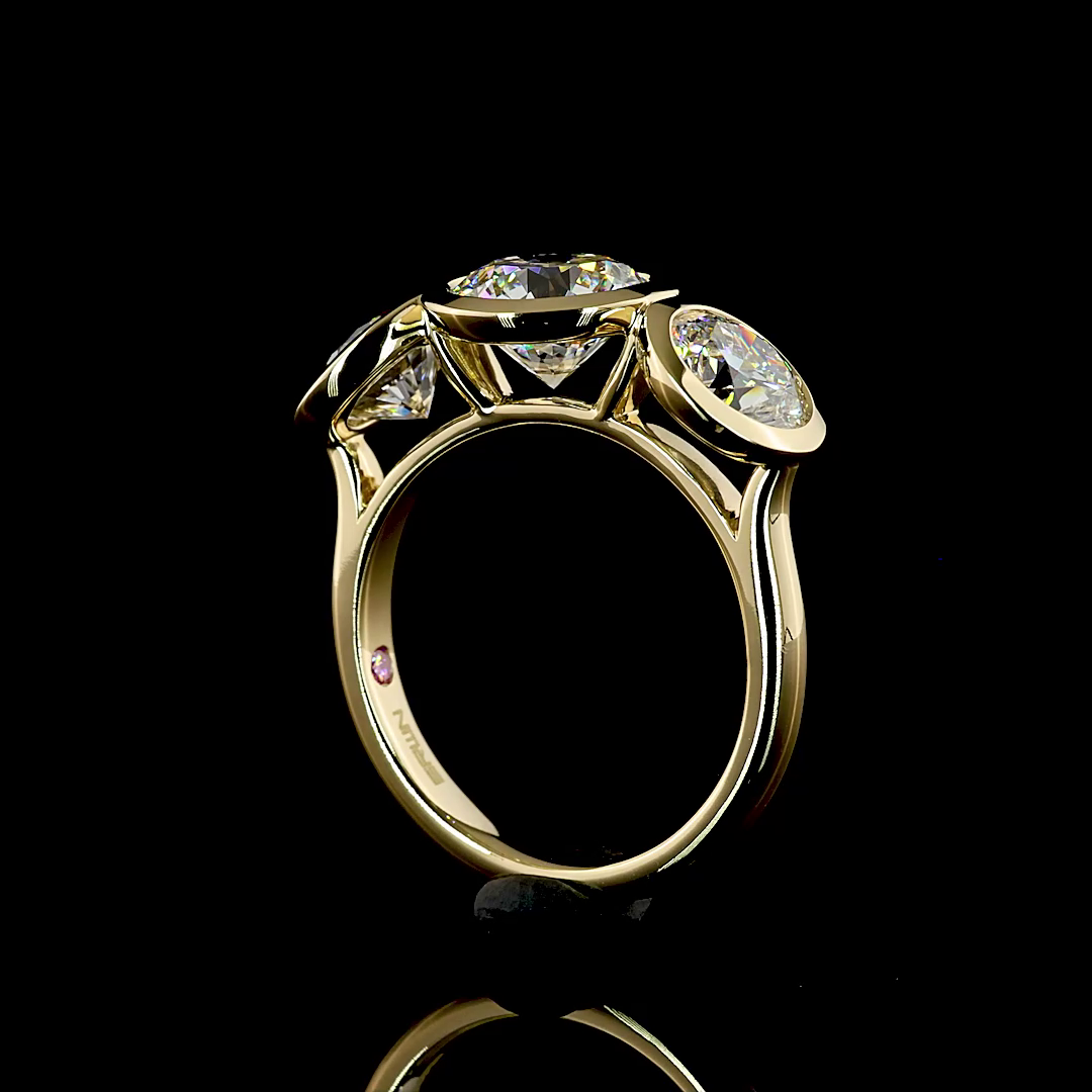 4.01 CTTW Round Lab Grown Diamond 3 Stones Ring Sz. 6.5 (D Color and VVS2 Clarity)
