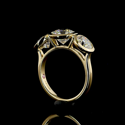 4.01 CTTW Round Lab Grown Diamond 3 Stones Ring Sz. 6.5 (D Color and VVS2 Clarity)