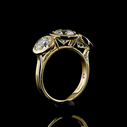 4.01 CTTW Round Lab Grown Diamond 3 Stones Ring Sz. 6.5 (D Color and VVS2 Clarity)