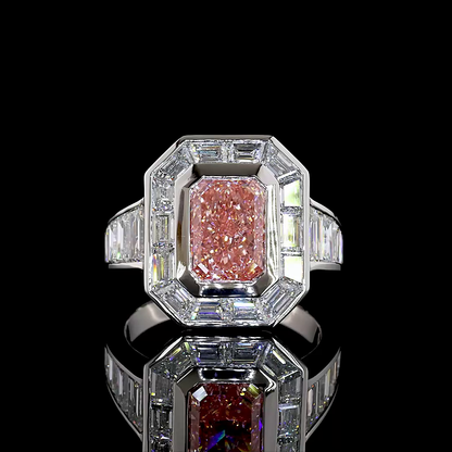 5.66 CTTW Radiant Lab Grown Diamond Halo Ring Sz. 6.5 (FV.P Color and VS1 Clarity)