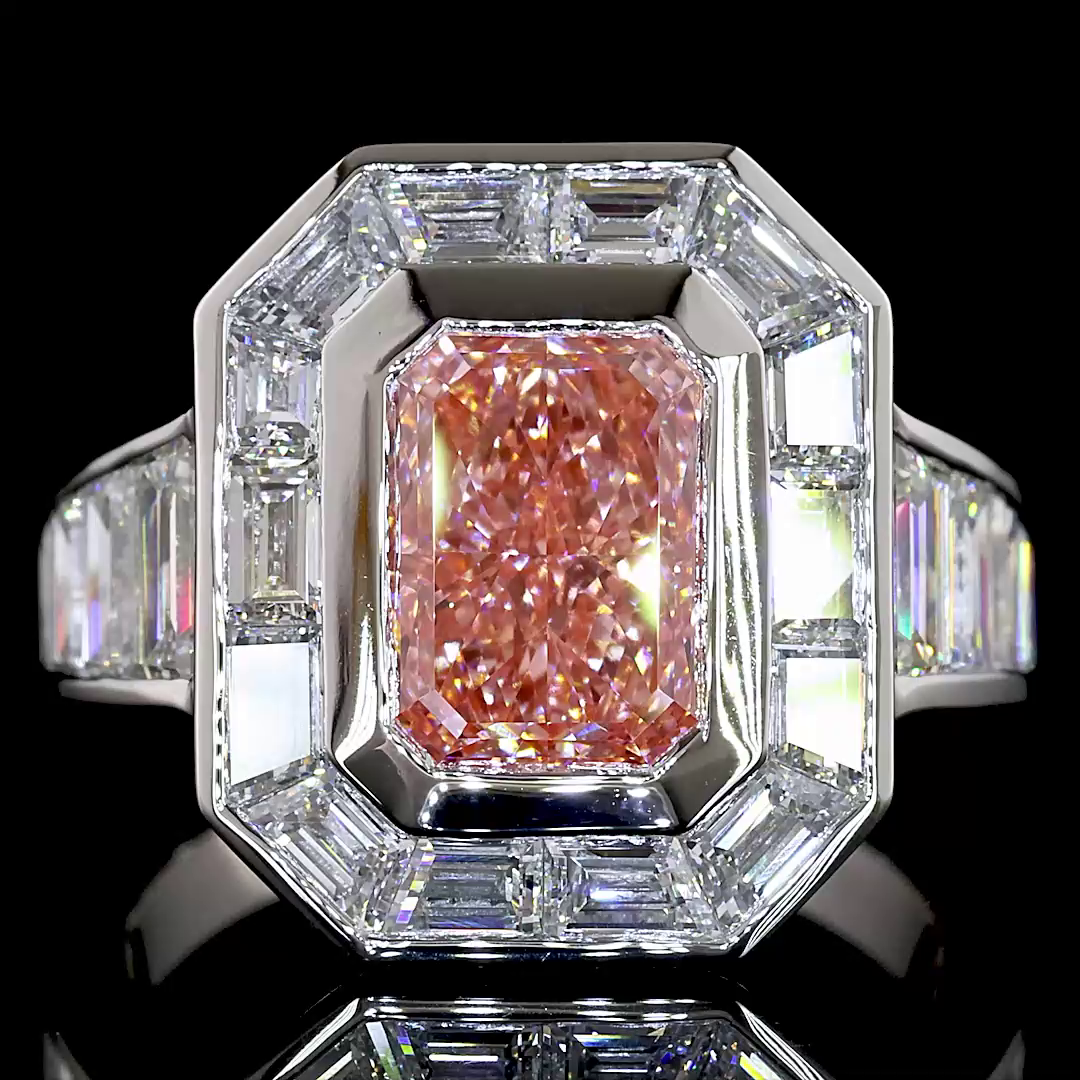 5.66 CTTW Radiant Lab Grown Diamond Halo Ring Sz. 6.5 (FV.P Color and VS1 Clarity)