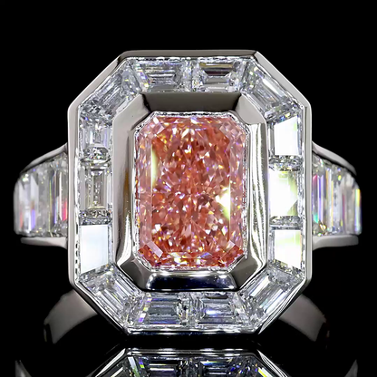 5.66 CTTW Radiant Lab Grown Diamond Halo Ring Sz. 6.5 (FV.P Color and VS1 Clarity)