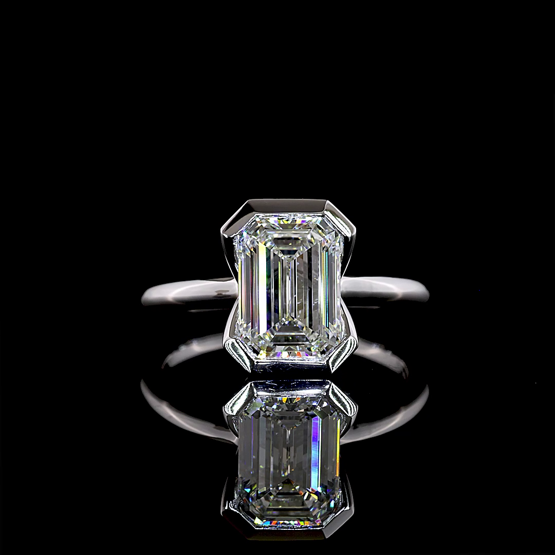 2.66 CT Emerald Lab Diamond Solitaire Ring (F Color and VVS1 Clarity)
