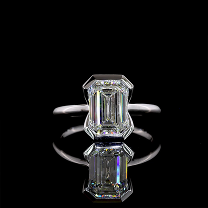 2.66 CT Emerald Lab Diamond Solitaire Ring (F Color and VVS1 Clarity)