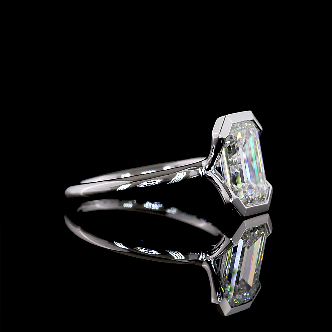 2.66 CT Emerald Lab Diamond Solitaire Ring (F Color and VVS1 Clarity)