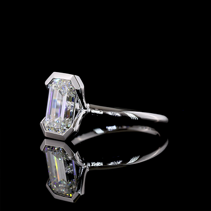 2.66 CT Emerald Lab Diamond Solitaire Ring (F Color and VVS1 Clarity)