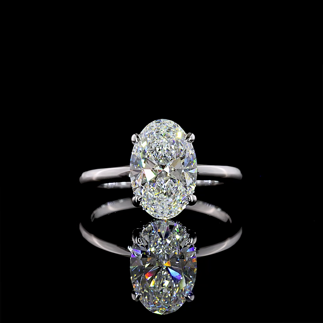 2.73 CTTW Oval Lab Grown Diamond Hidden Halo Ring Sz. 6.5 (D Color and VVS2 Clarity)