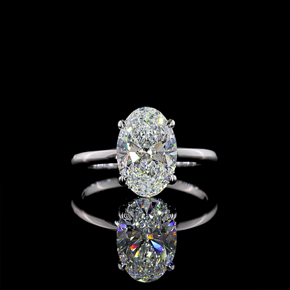 2.73 CTTW Oval Lab Grown Diamond Hidden Halo Ring Sz. 6.5 (D Color and VVS2 Clarity)