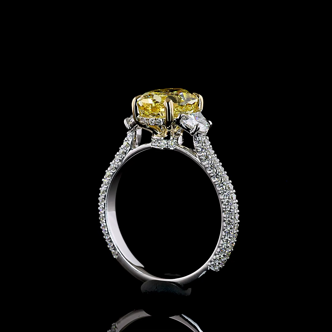3.63 CTTW Oval Lab Grown Diamond Hidden Halo Ring Sz. 6.5 (FI.YL Color and VVS2 Clarity)