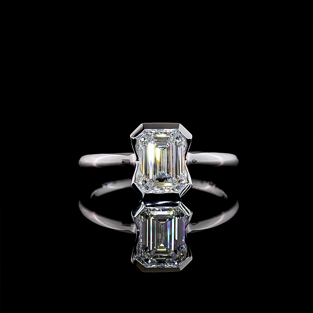 1.22 CT Emerald Lab Grown Diamond Solitaire Ring Sz. 5.5 (D Color and VVS1 Clarity)