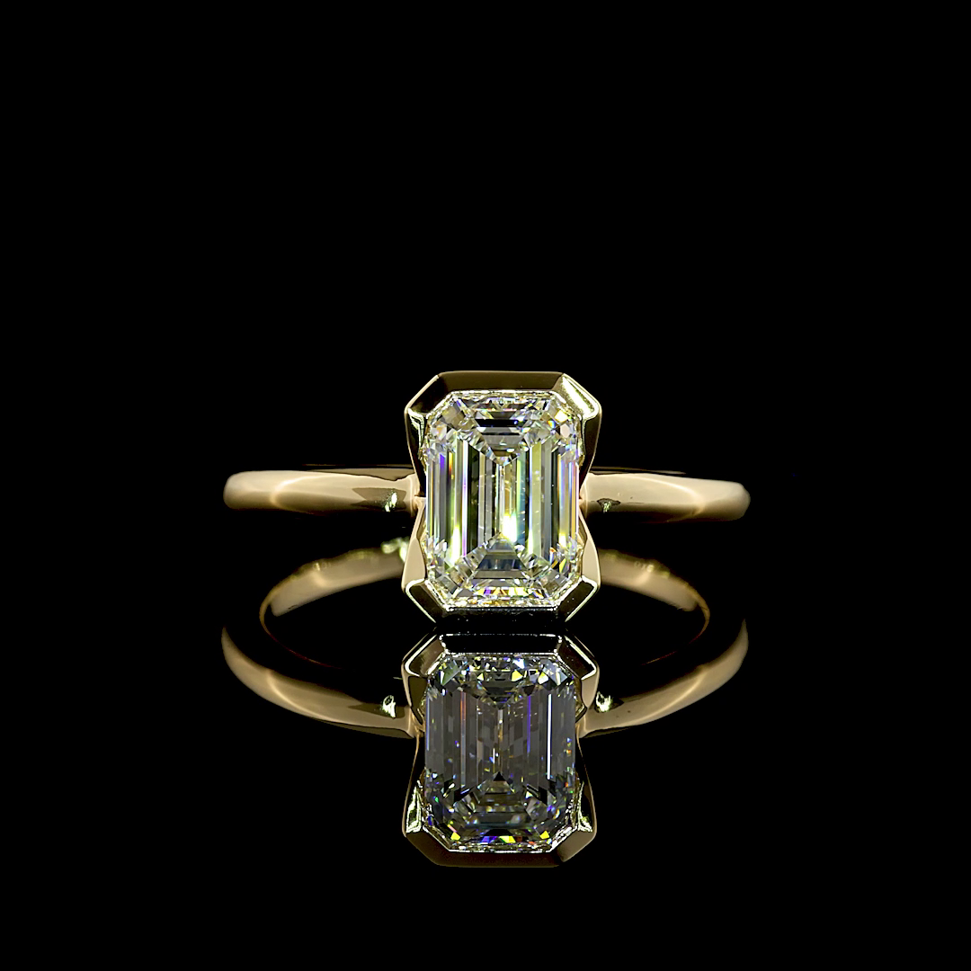 1.23 CT Emerald Lab Grown Diamond Solitaire Ring Sz. 5.5 (E Color)