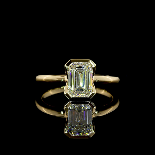 1.23 CT Emerald Lab Grown Diamond Solitaire Ring Sz. 5.5 (E Color)