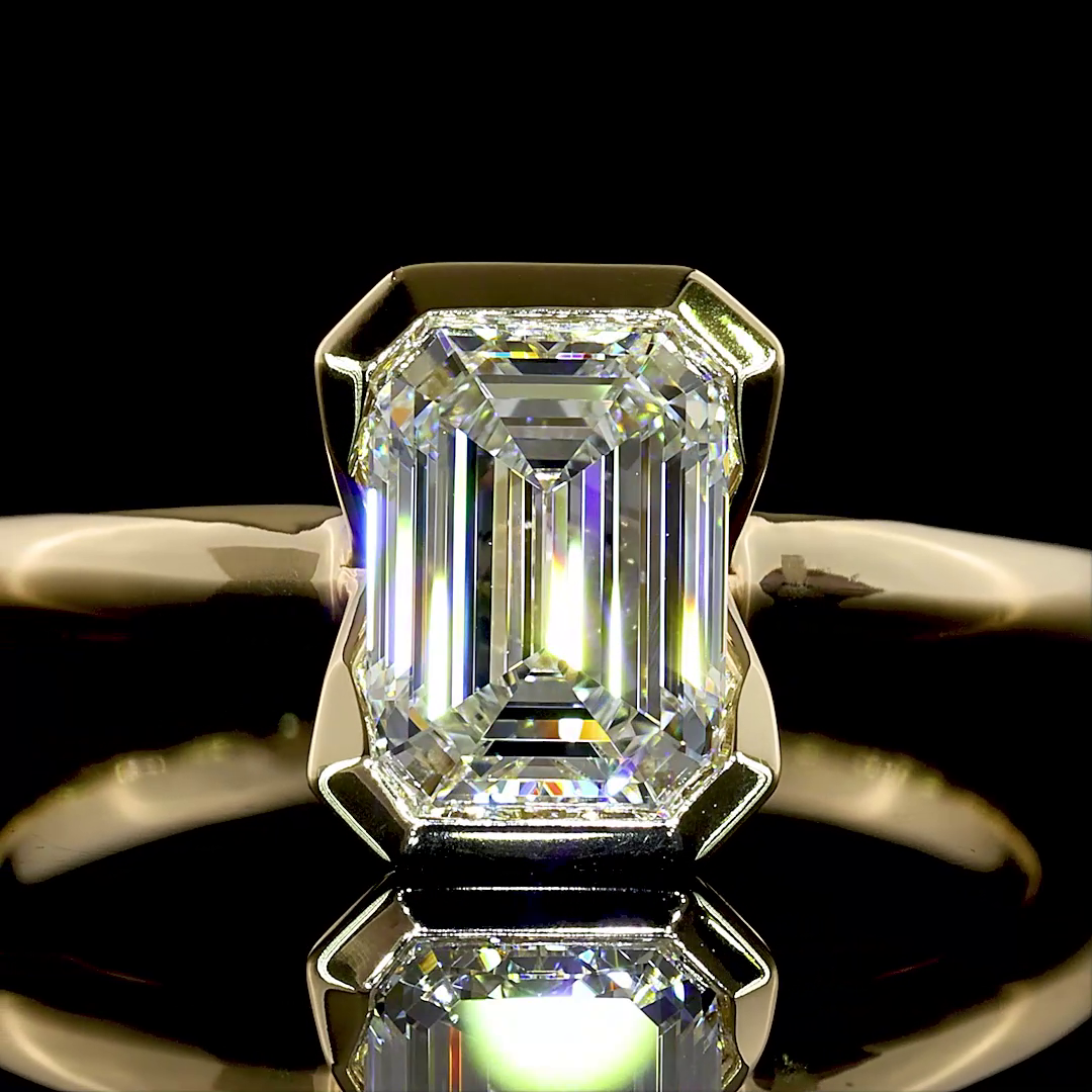 1.23 CT Emerald Lab Grown Diamond Solitaire Ring Sz. 5.5 (E Color)