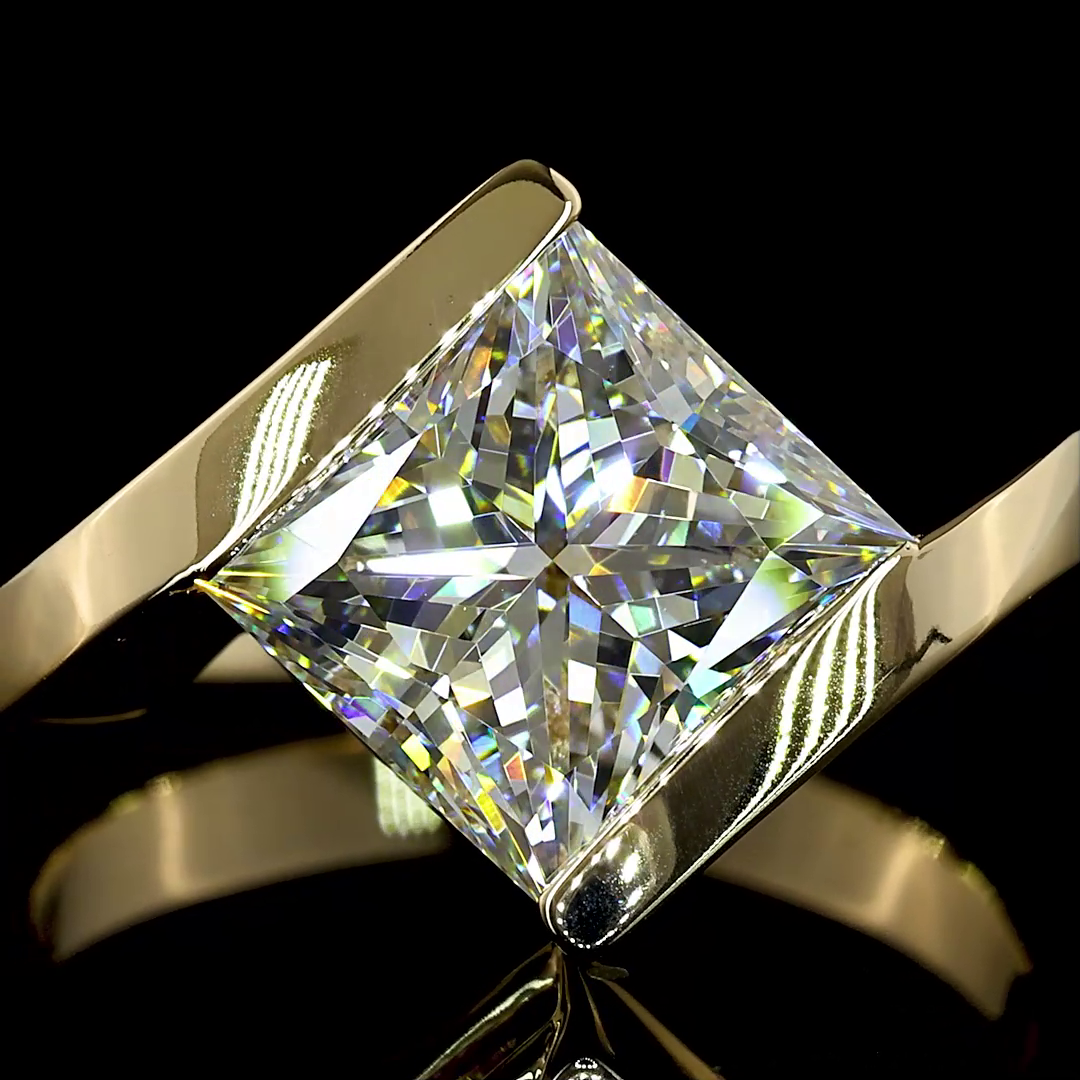 3.51 CT Princess Lab Grown Diamond Solitaire Ring Sz. 6.5 (F Color and VS1 Clarity)