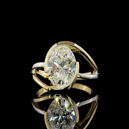 3.57 CT Oval Lab Grown Diamond Solitaire Ring Sz. 6.5 (F Color and VS1 Clarity)