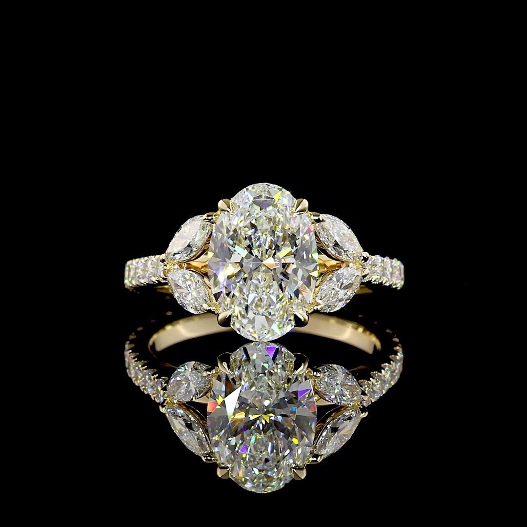 3.59 CTTW Oval Lab Grown Diamond Split Shank Ring Sz. 6.5 (E Color and VS1 Clarity)