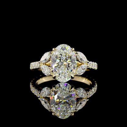 3.59 CTTW Oval Lab Grown Diamond Split Shank Ring Sz. 6.5 (E Color and VS1 Clarity)