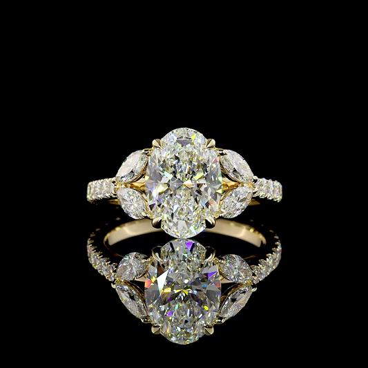 3.59 CTTW Oval Lab Grown Diamond Split Shank Ring Sz. 6.5 (E Color and VS1 Clarity)