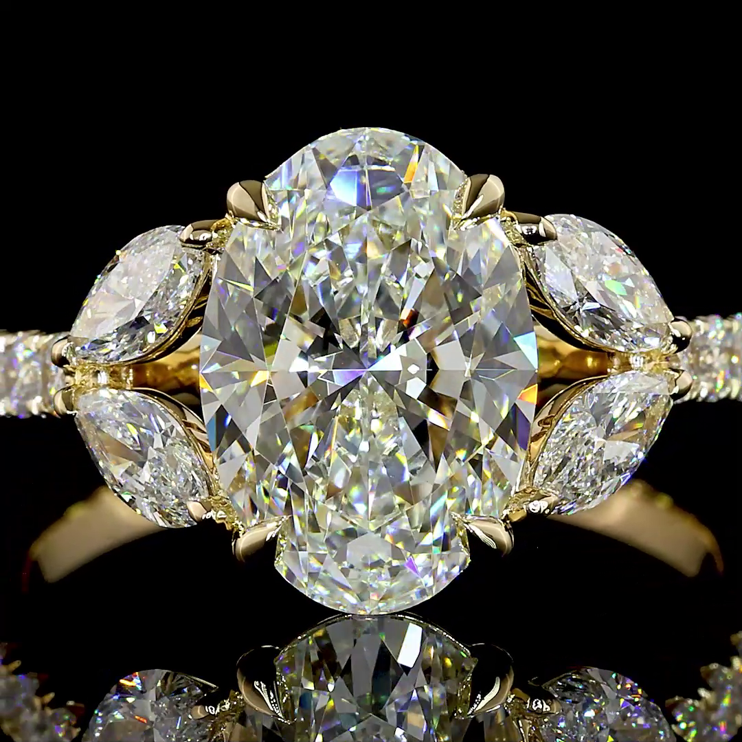 3.59 CTTW Oval Lab Grown Diamond Split Shank Ring Sz. 6.5 (E Color and VS1 Clarity)
